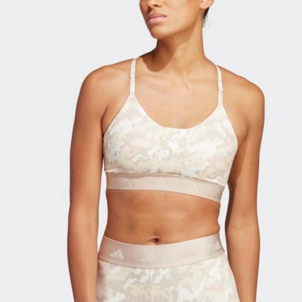 ADIDAS Aeroreact Sports Bra SIZE LAC Off White Sand Strata Training Techfit NWT